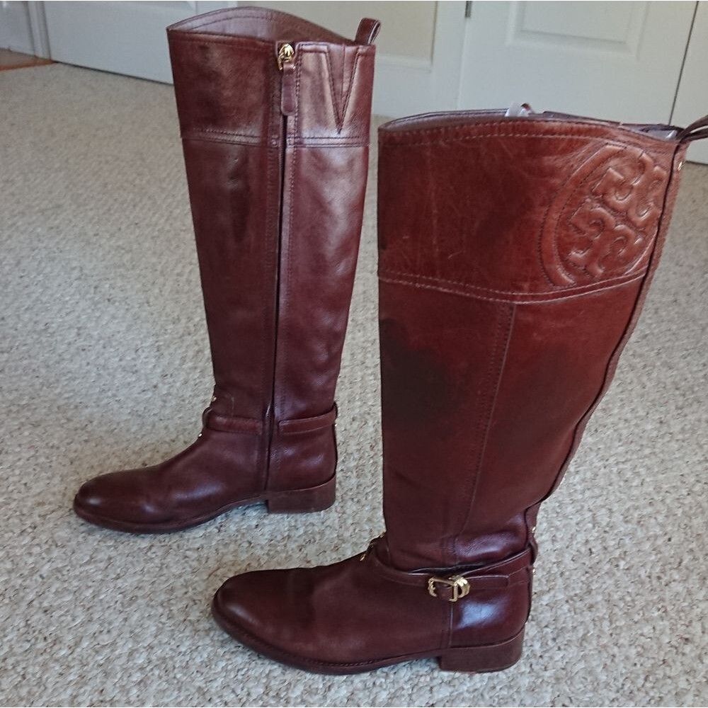 TORY BURCH chestnut brown Leather Riding Boots size 7M - Picture 3 of 12